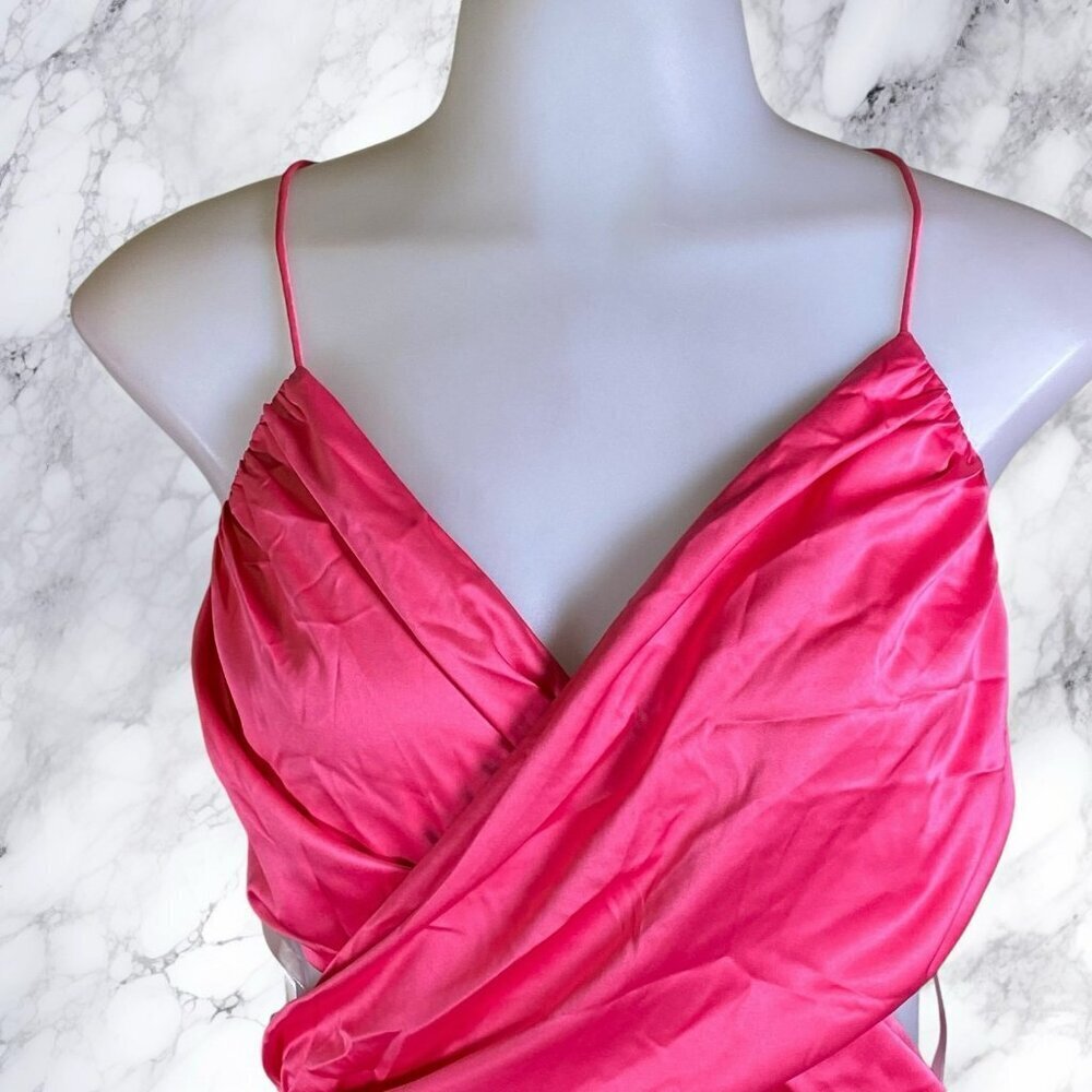 More To Come Denise Wrap Dress In Hot Pink — image 6 of 8